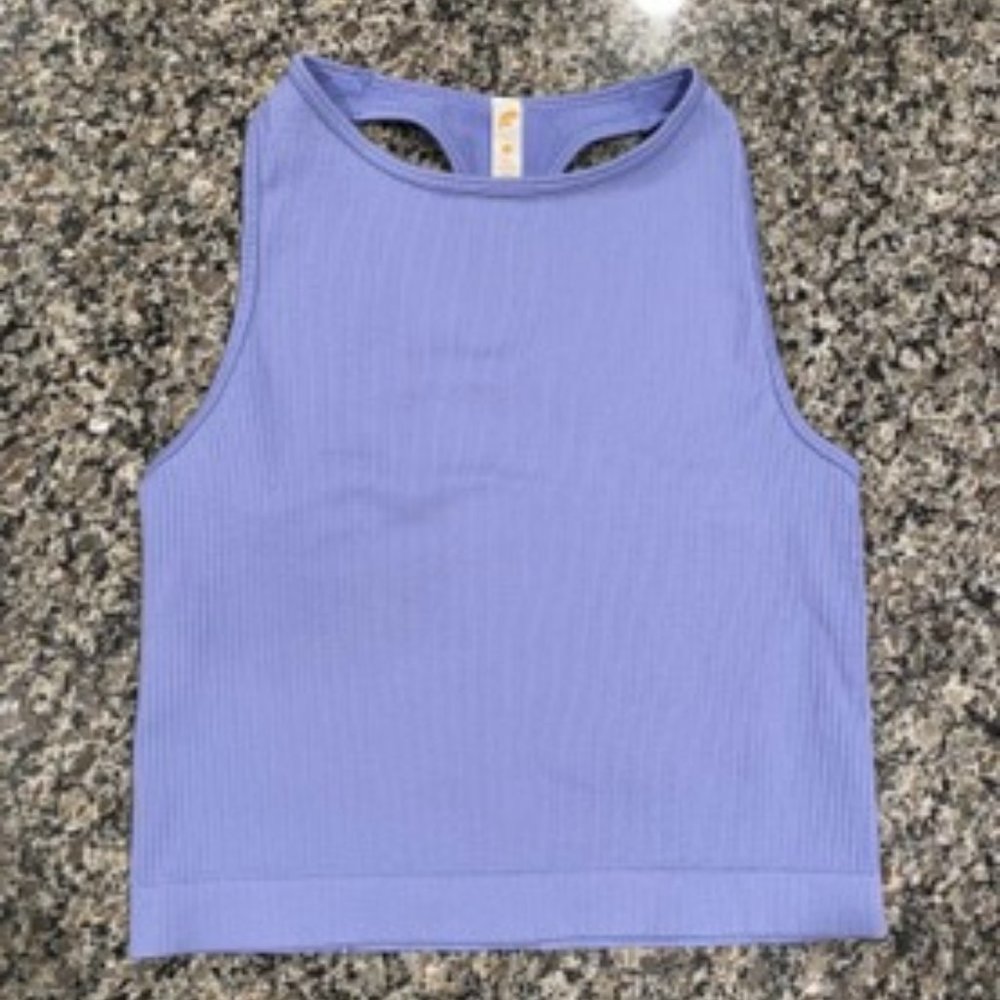 Fornia Cropped Ribbed Tank Tank, Purple, M/L